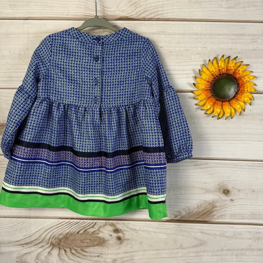 Janie and Jack Blue Geometric Print Dress with‎ Bloomers Set 18-24 Months
